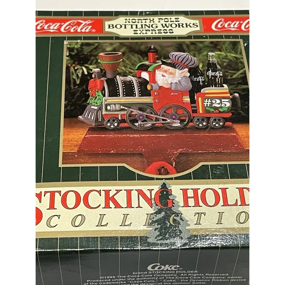 Lot Of 2 1995 Coca Cola North Pole Bottling Works Express Stocking Holder Coke